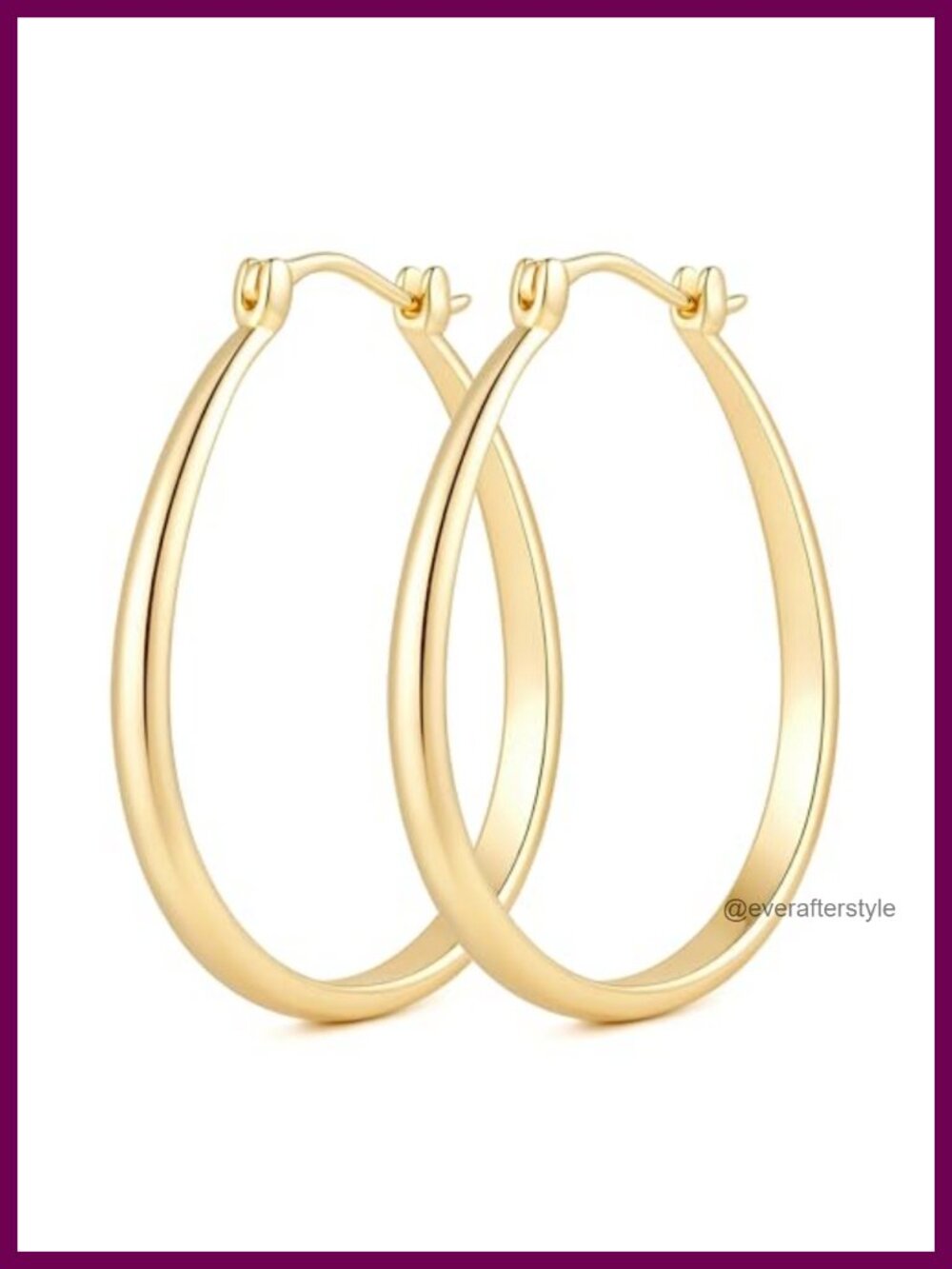 14K Gold Plated U-Shaped Hoop Earrings for Women - Multiple Sizes